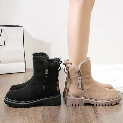 Faux Suede Ankle Boots | Fleece-Lined | Chunky Sole | Winter Warmth