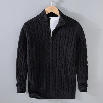 Men's Cable Knit Half-Zip Sweater | Soft Cotton Blend Pullover | Fall Layering Essential