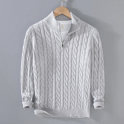 Men's Cable Knit Half-Zip Sweater | Soft Cotton Blend Pullover | Fall Layering Essential