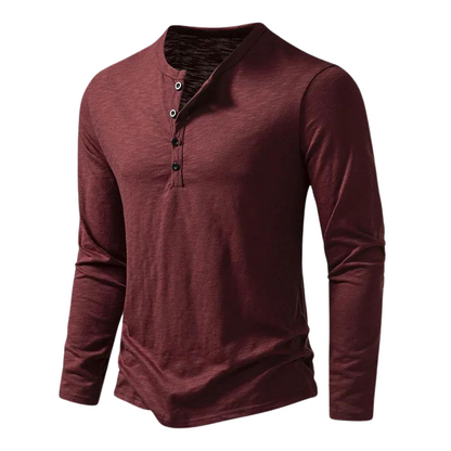 Men’s Long Sleeve Henley T-Shirt | Lightweight Knit | Casual Layering Staple