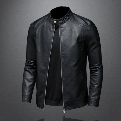 Men’s PU Leather Moto Jacket | Stand Collar | Lightweight Casual Outerwear