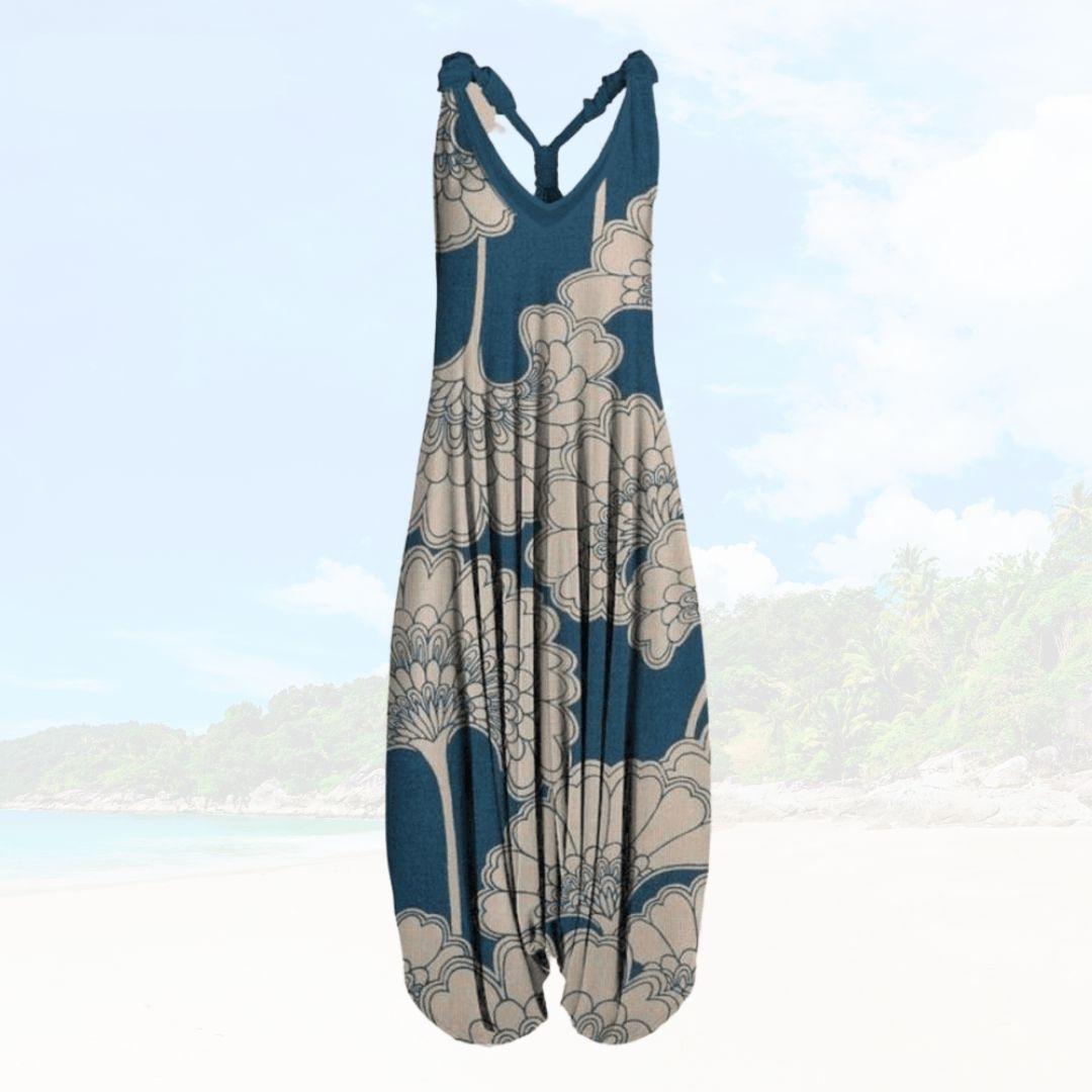 Boho Harem Jumpsuit | Sleeveless V-Neck | Relaxed Fit with Bold Prints