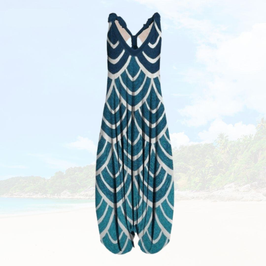Boho Harem Jumpsuit | Sleeveless V-Neck | Relaxed Fit with Bold Prints