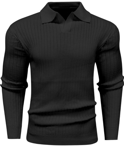 Men’s Ribbed Polo Sweater | Slim Fit Knit Top | Transitional Casualwear Canada