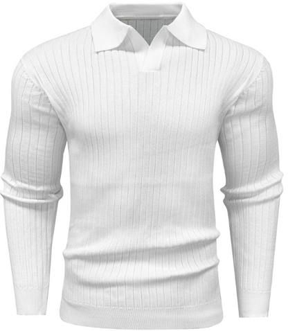 Men’s Ribbed Polo Sweater | Slim Fit Knit Top | Transitional Casualwear Canada