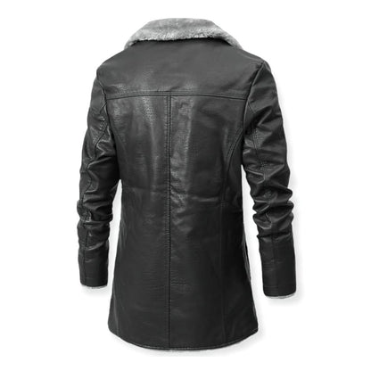Men’s Faux Leather Coat | Sherpa Lined Long Jacket | Winter Outerwear Canada