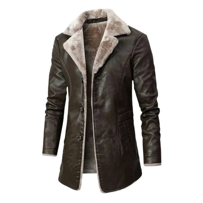 Men’s Faux Leather Coat | Sherpa Lined Long Jacket | Winter Outerwear Canada