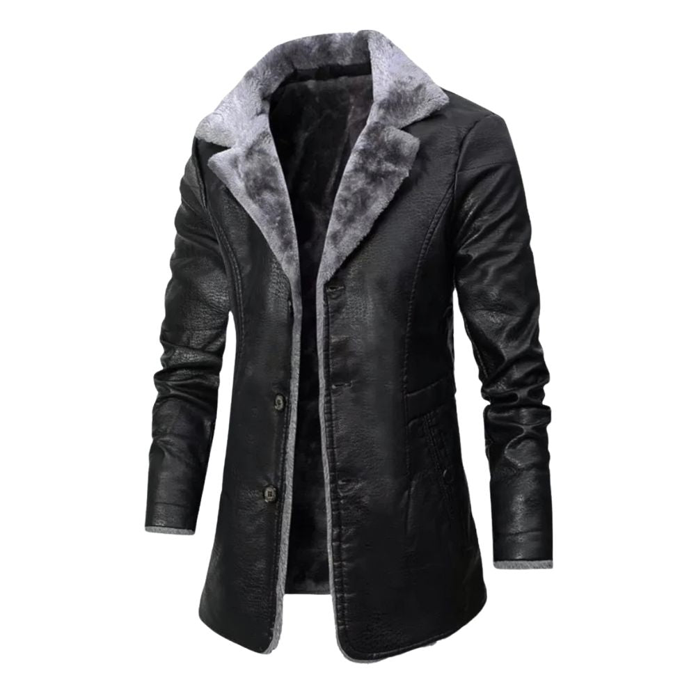 Men’s Faux Leather Coat | Sherpa Lined Long Jacket | Winter Outerwear Canada