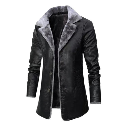 Men’s Faux Leather Coat | Sherpa Lined Long Jacket | Winter Outerwear Canada