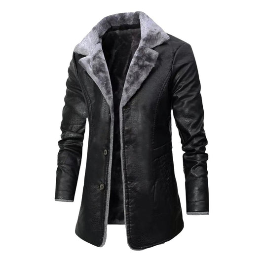 Men’s Faux Leather Coat | Sherpa Lined Long Jacket | Winter Outerwear Canada
