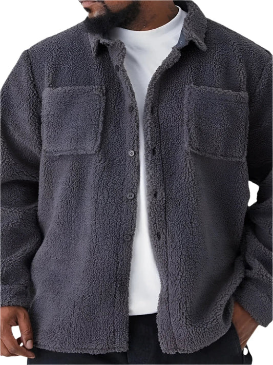Men’s Fleece Shirt Jacket | Relaxed Fit Sherpa Shacket | Soft Midweight Layer for Fall