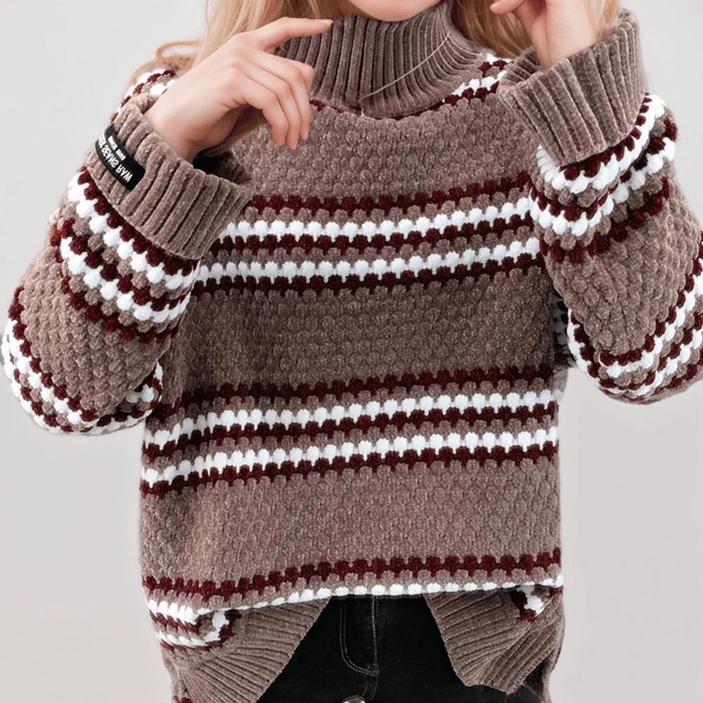 Oversized Striped Turtleneck Sweater | Multicolour | Cosy Knitwear | Winter Essential