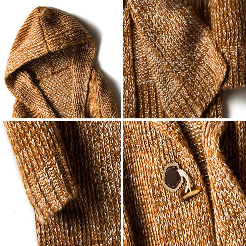 Chunky Knit Hooded Cardigan | Wooden Toggle Closure | Longline Fit