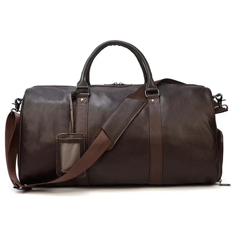 Men's Leather Weekender Bag | Large Travel Duffel | Adjustable Strap