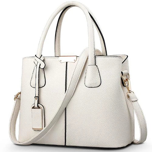 Structured Work Tote | Pebbled PU Leather & Gold Hardware | Multi-Pocket Handbag