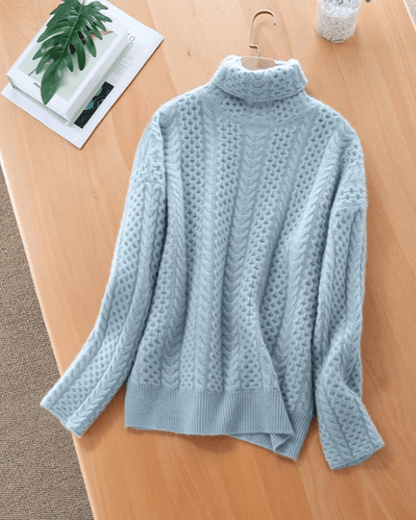 Chunky Cable Knit Turtleneck Sweater | Soft Textured Design | Relaxed Fit | Cozy Winter Essential