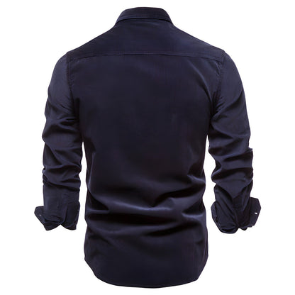 Men’s Utility Button-Up Shirt | Dual Flap Pockets | Casual Stretch Workwear Style