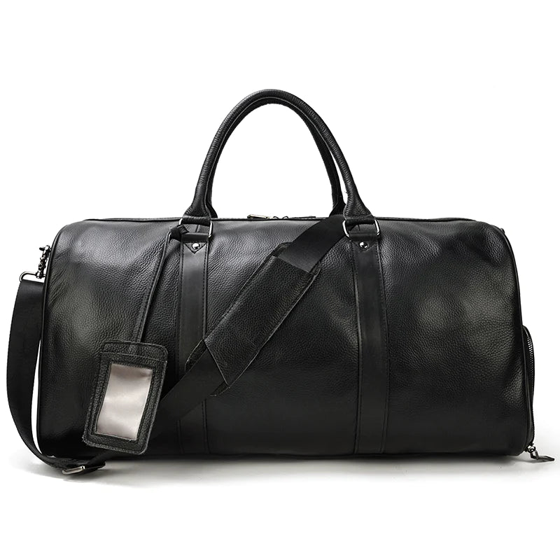 Men's Leather Weekender Bag | Large Travel Duffel | Adjustable Strap