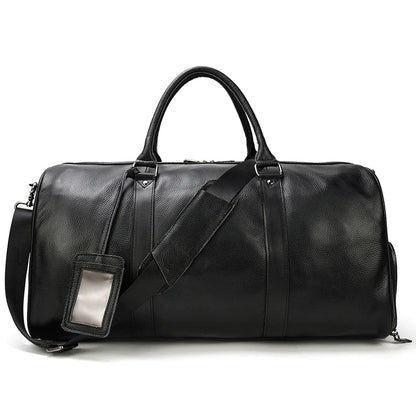 Men's Leather Weekender Bag | Large Travel Duffel | Adjustable Strap