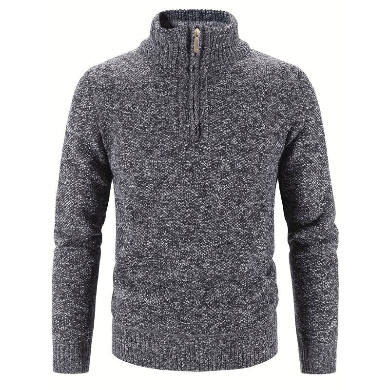 Men's Knit Sweater | Quarter-Zip Mock Neck | Soft Textured Yarn