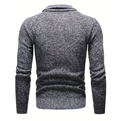 Men's Knit Sweater | Quarter-Zip Mock Neck | Soft Textured Yarn