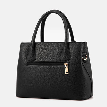 Structured Work Tote | Pebbled PU Leather & Gold Hardware | Multi-Pocket Handbag