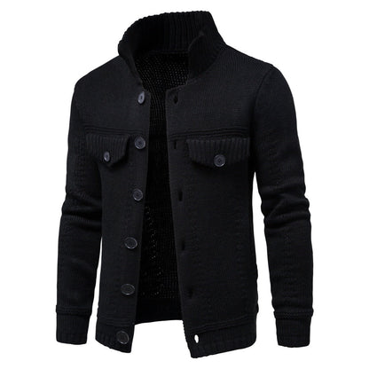 Men’s Knit Cardigan Jacket with Stand Collar | Casual Layering Sweater Canada