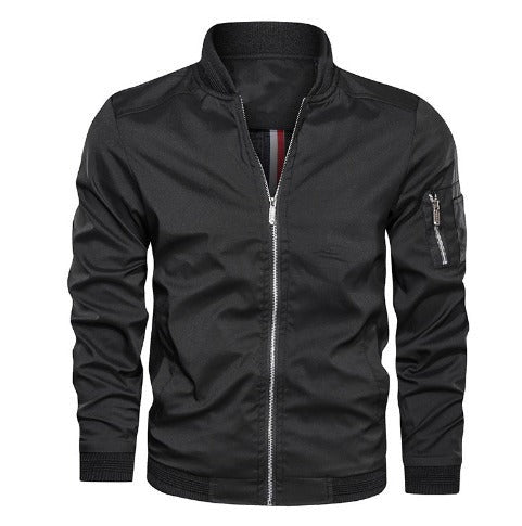 Men’s Lightweight Bomber Jacket | Zip Arm Pocket | Casual Streetwear Layer