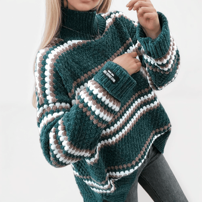 Oversized Striped Turtleneck Sweater | Multicolour | Cosy Knitwear | Winter Essential