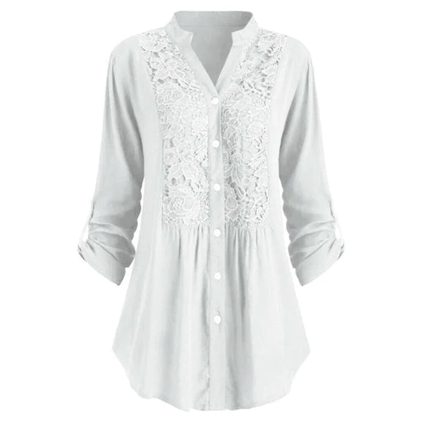 Embroidered Tunic Blouse | Lightweight Cotton Blend | 3/4 Sleeve