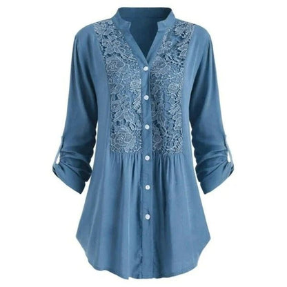 Embroidered Tunic Blouse | Lightweight Cotton Blend | 3/4 Sleeve