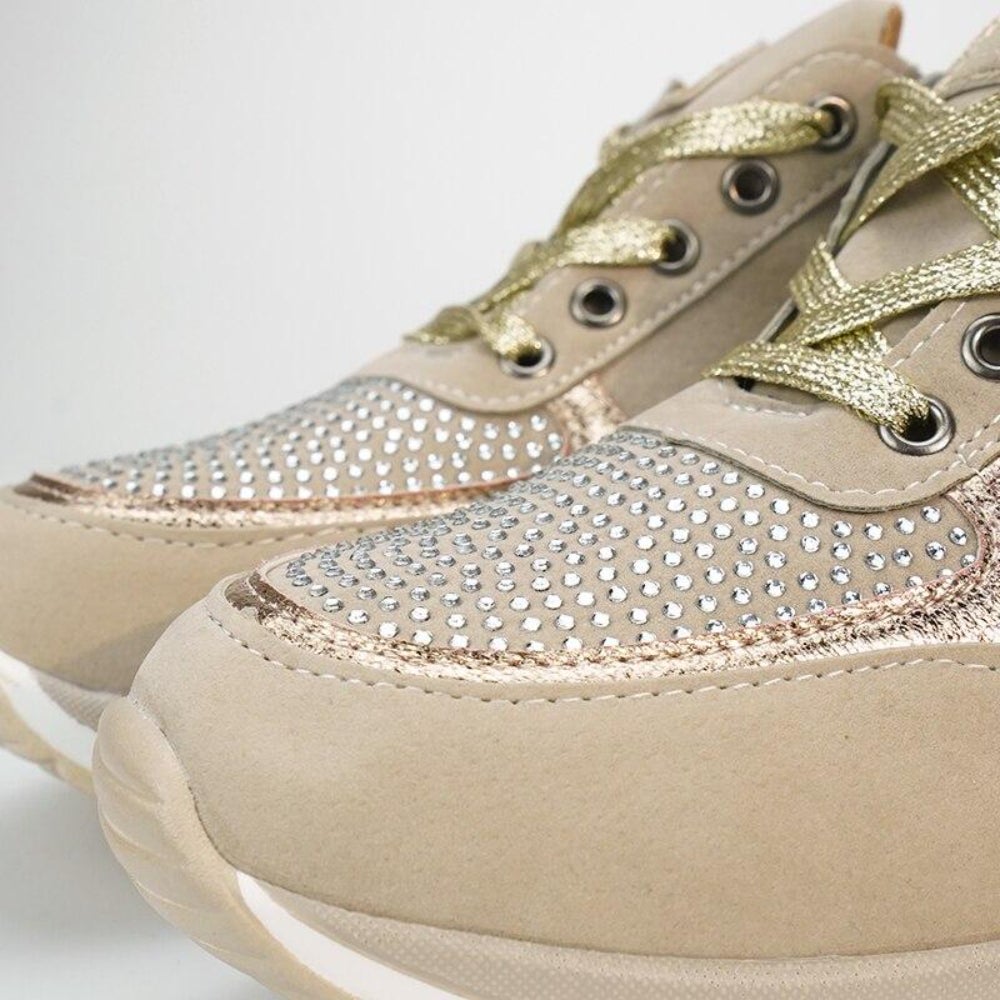 Platform Sneakers | Glitter Detail | Zip-Side Accent