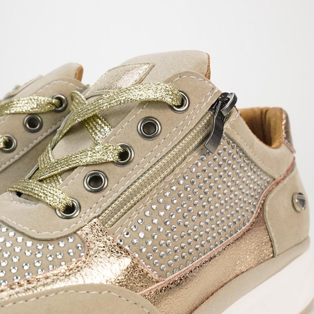 Platform Sneakers | Glitter Detail | Zip-Side Accent