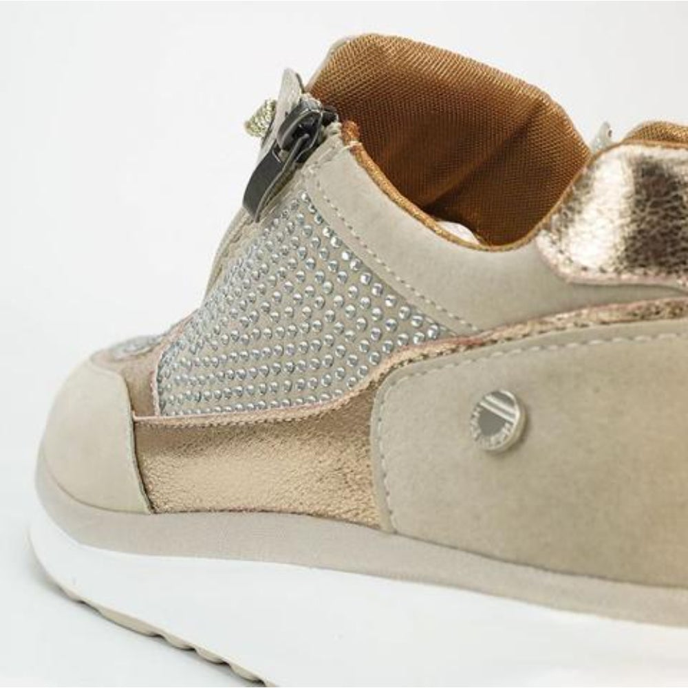 Platform Sneakers | Glitter Detail | Zip-Side Accent