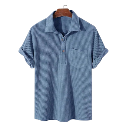 Men’s Textured Polo Shirt | Lightweight Summer Knit | Casual Short Sleeve Top