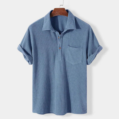 Men’s Textured Polo Shirt | Lightweight Summer Knit | Casual Short Sleeve Top