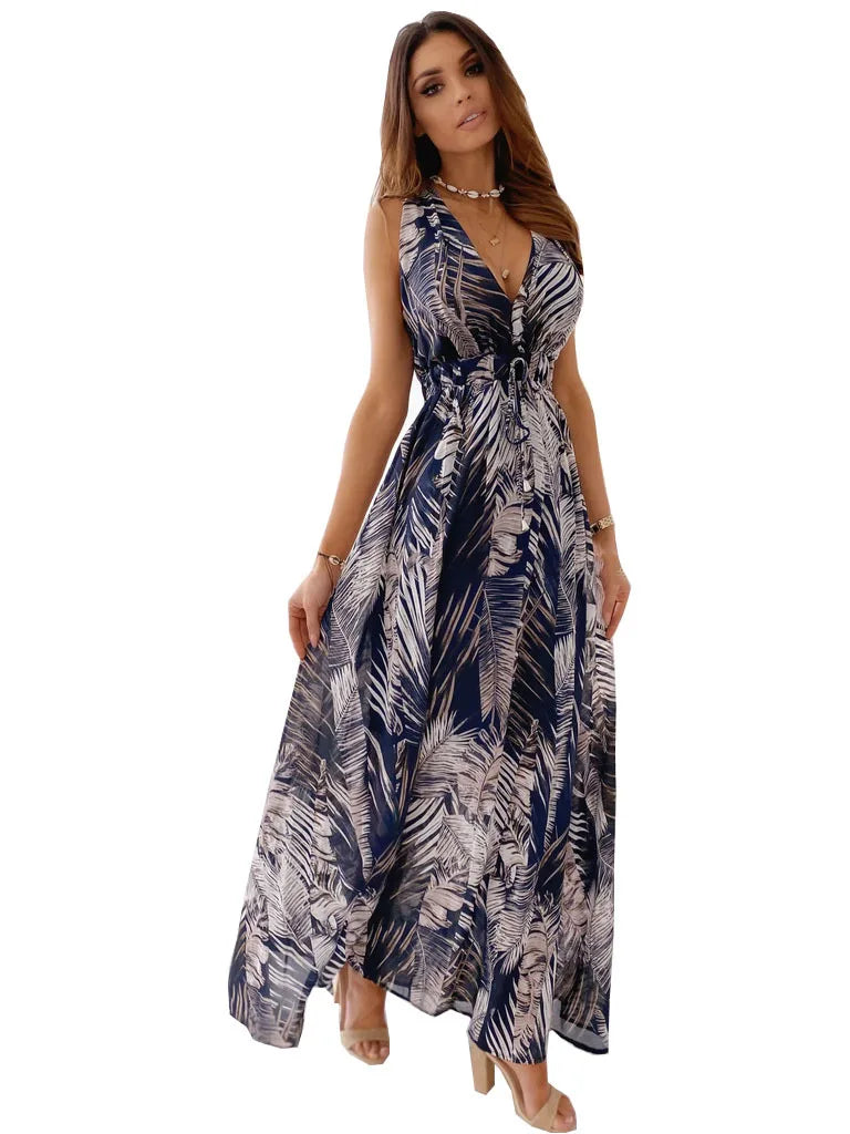 Women’s Printed Maxi Dress | Sleeveless Boho Style | Lightweight Summer Resortwear