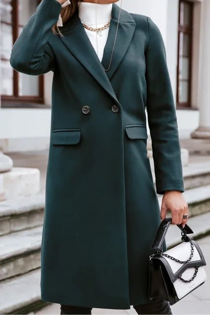 Women's Long Wool-Blend Coat | Tailored Fit & Elegant | Single-Breasted | Fall & Winter Wear