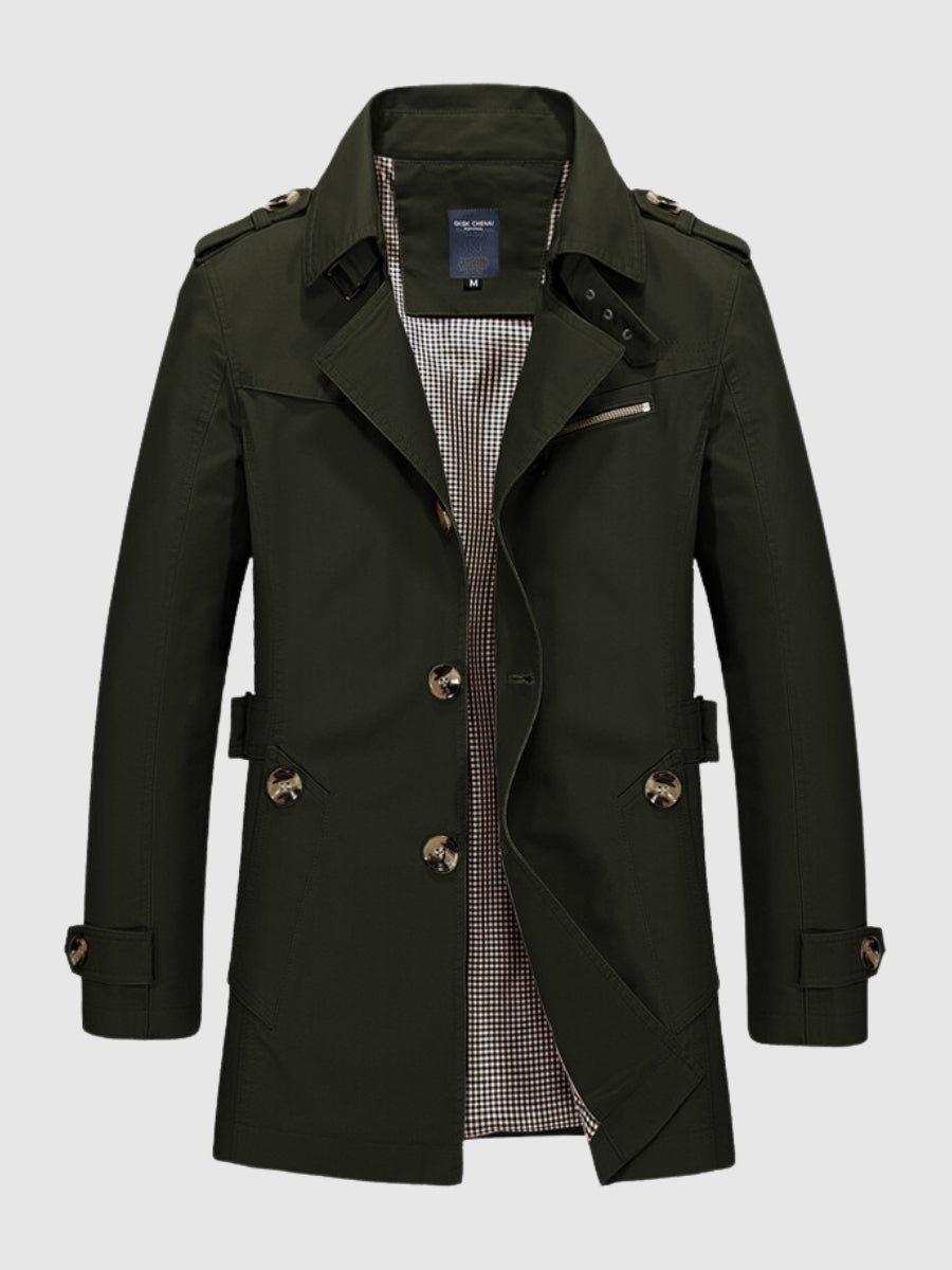 Men's Classic Trench Coat | Midweight Cotton Blend with Belt | Transitional Outerwear Canada