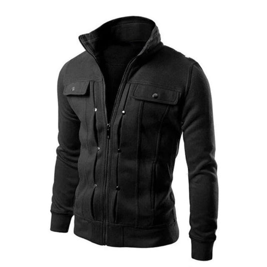 Men’s Stand Collar Zip Jacket | Structured Fit | Midweight Layered Casualwear