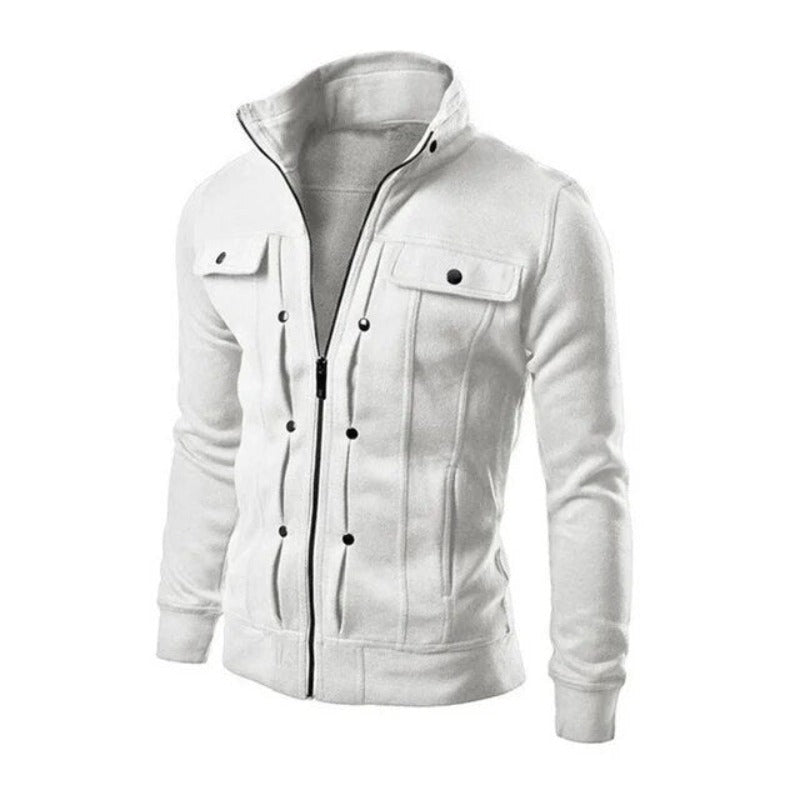 Men’s Stand Collar Zip Jacket | Structured Fit | Midweight Layered Casualwear