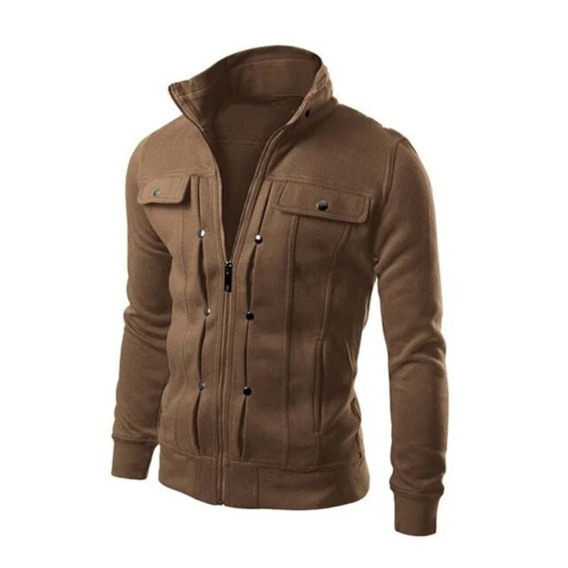 Men’s Stand Collar Zip Jacket | Structured Fit | Midweight Layered Casualwear