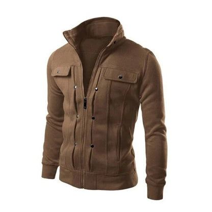 Men’s Stand Collar Zip Jacket | Structured Fit | Midweight Layered Casualwear
