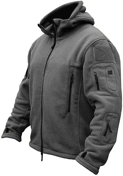 Men’s Tactical Fleece Hoodie Jacket | Warm Outdoor Military Style | Multi-Pocket Design