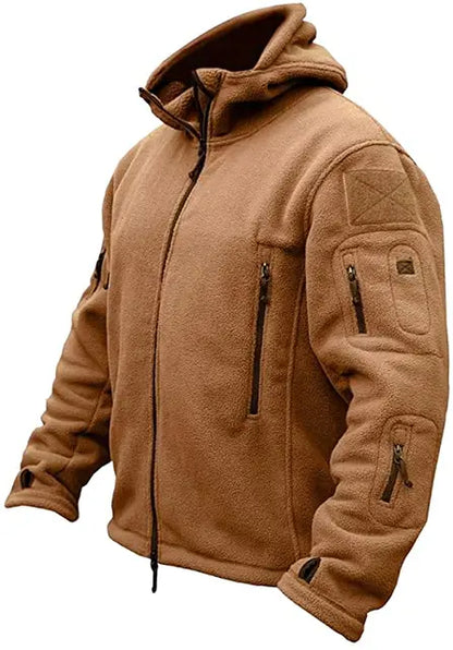 Men’s Tactical Fleece Hoodie Jacket | Warm Outdoor Military Style | Multi-Pocket Design