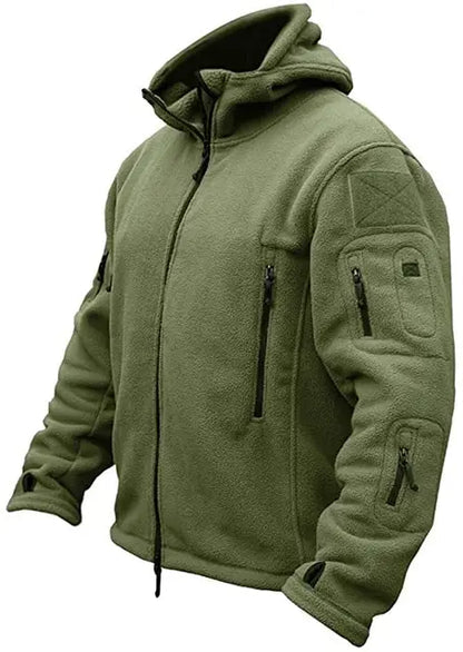 Men’s Tactical Fleece Hoodie Jacket | Warm Outdoor Military Style | Multi-Pocket Design