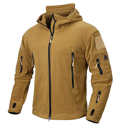 Men’s Tactical Fleece Hoodie Jacket | Warm Outdoor Military Style | Multi-Pocket Design