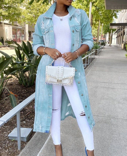 Oversized Denim Shirt Jacket | Button Front | Street-Ready Casual Fit