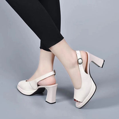 Heeled Slingback Sandals | Chunky Heel & Peep Toe