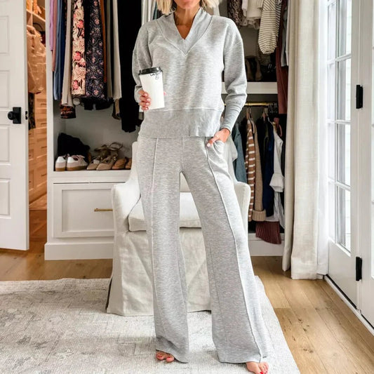Wide-Leg Knit Lounge Set | Relaxed Fit Two-Piece for Everyday Comfort